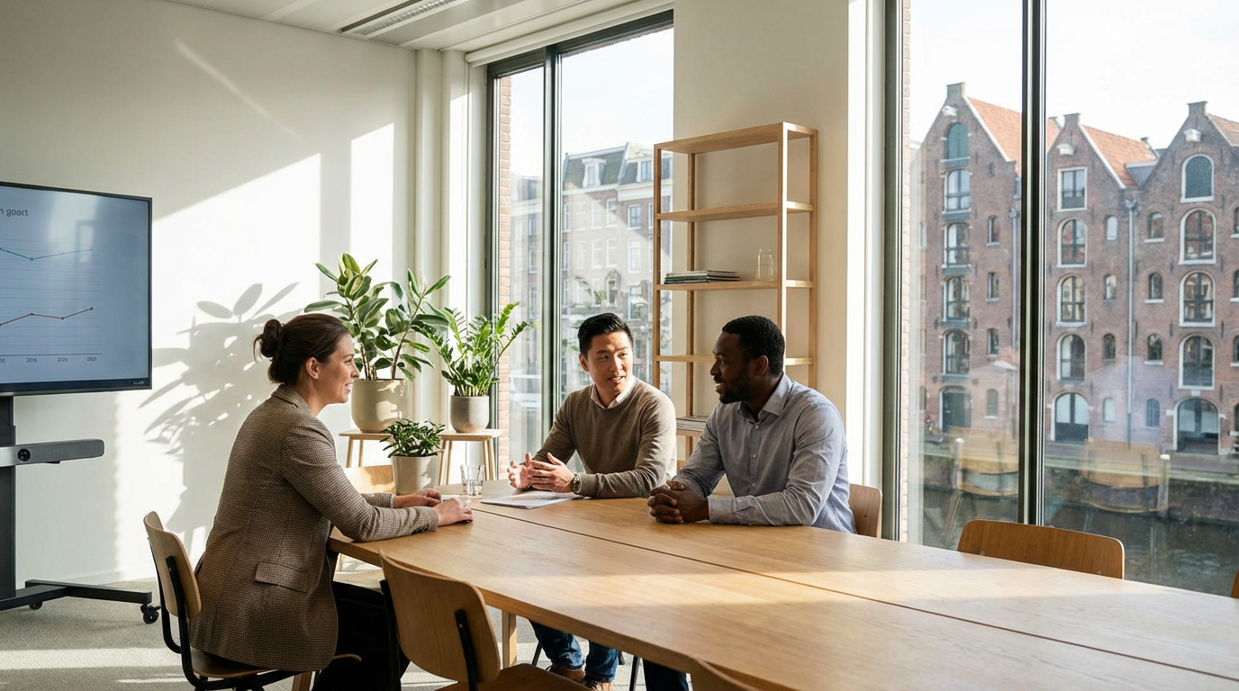 Privect team collaborating in modern office